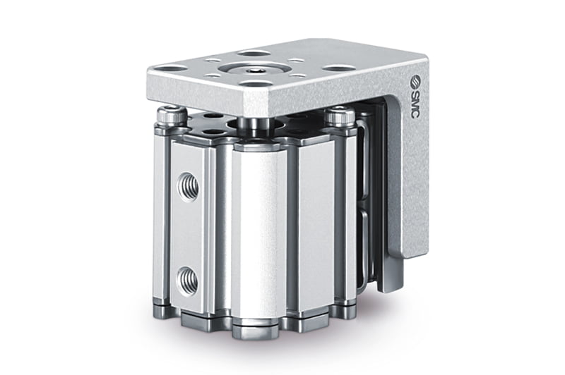 Compact cylinder with linear guide
