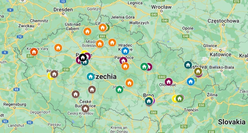 Mapa distribuční sítě SMC