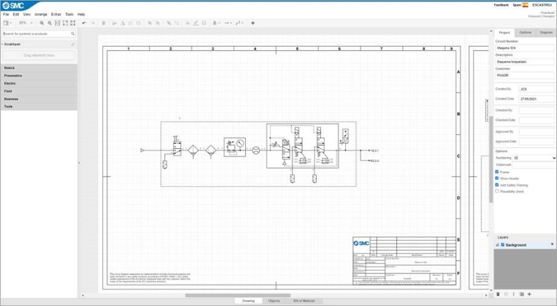 Software de desenho de circuitos pneumáticos