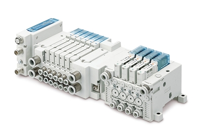 Moins de câblage et plus de compatibilité avec les bus de terrain grâce à la nouvelle embase combinée distributeur/générateur SMC