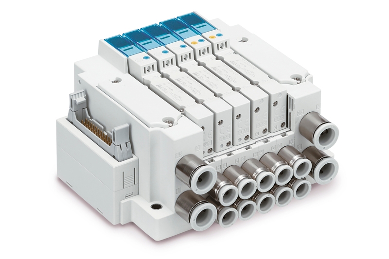 Compact 5 port solenoid valve