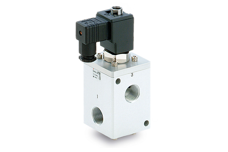 Elektromagnetický nepřímo ovládaný 3/2 ventil pro vyšší tlaky (5 MPa), pro stlačený vzduch a inertní plyny