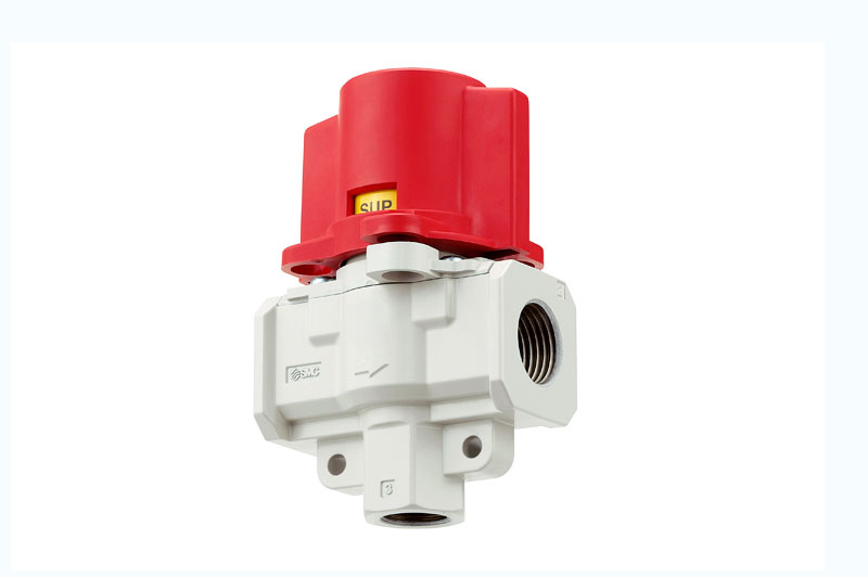 Pressure relief 3 port valve with locking holes