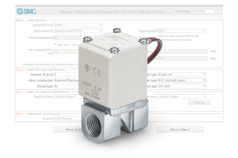 Configurador de válvulas de 2 vias