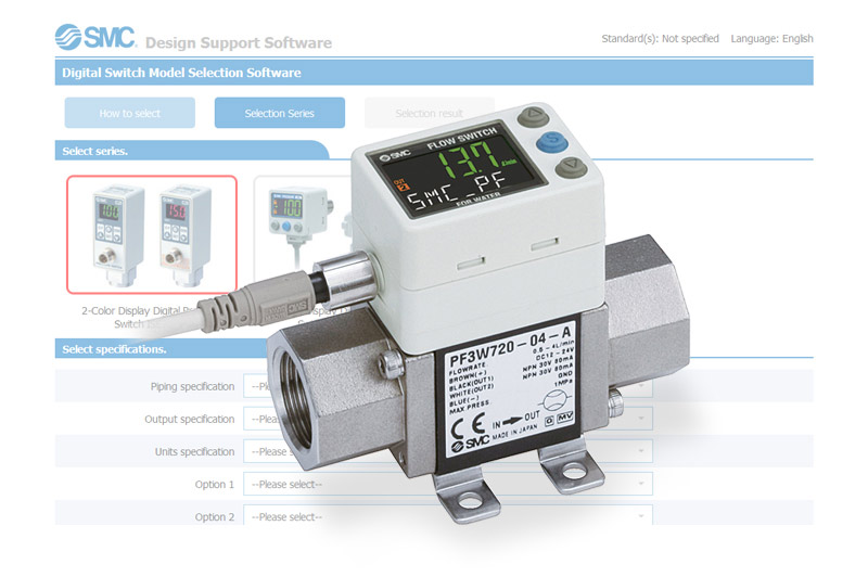 Software pre výber snímačov tlaku a prietoku