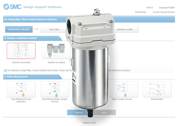 Software de selección de filtros para el tratamiento de aire