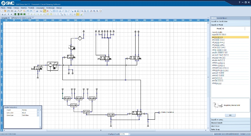 Dessin de circuits pneumatiques