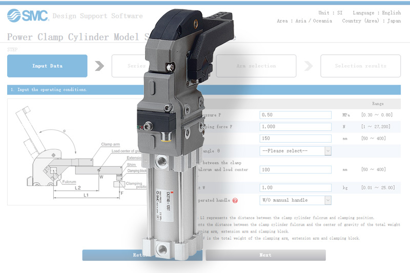 Power Clamp Cylinder Model Selection Software