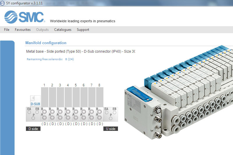 Configurador de bloques de electroválvulas