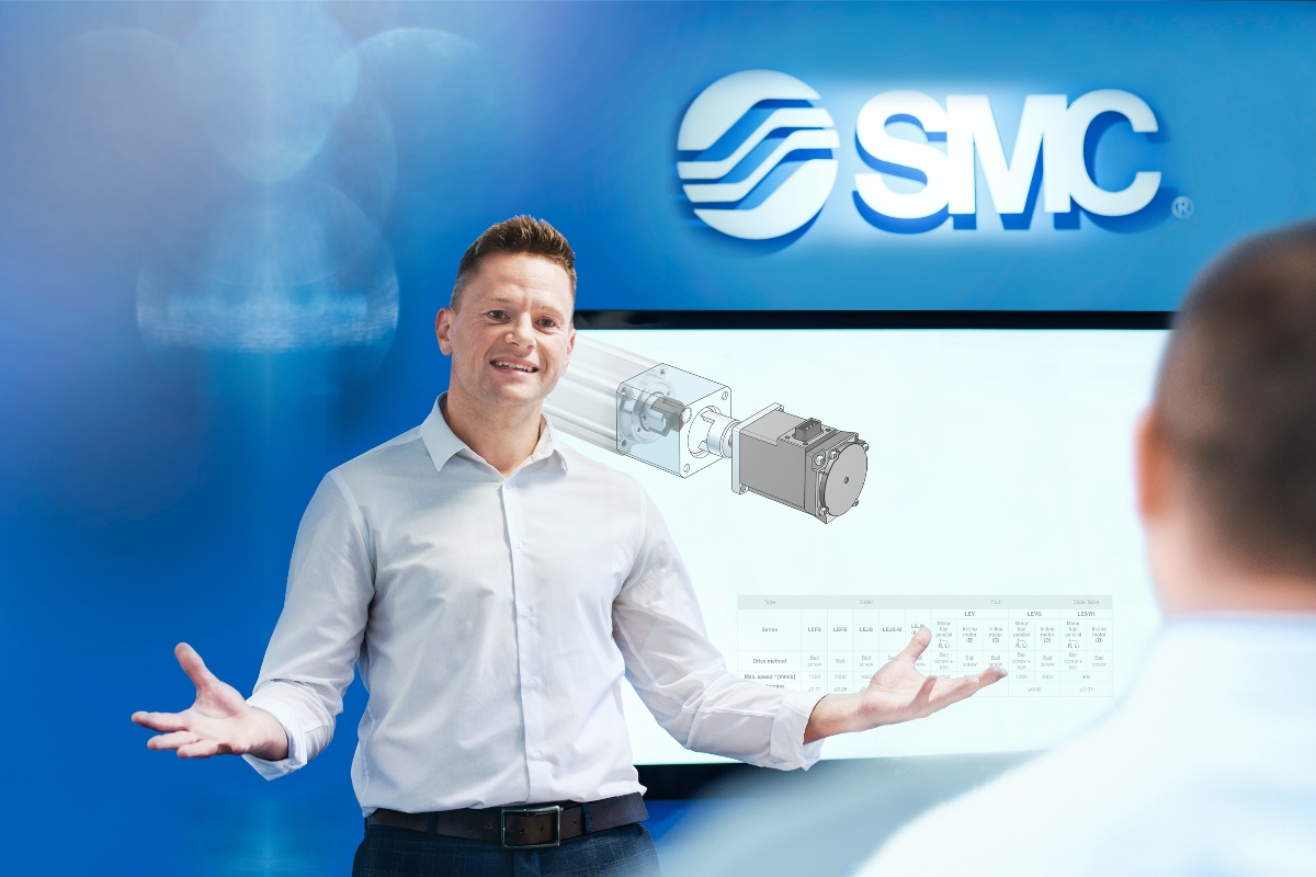 SMC solutions for motorless electric actuator. Your motor, our actuator