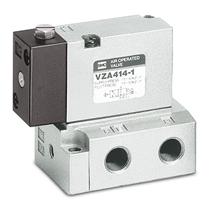 Válvula de accionamiento neumático de 3 vías, montaje con conexiones neumáticas sobre el bloque - VZA400