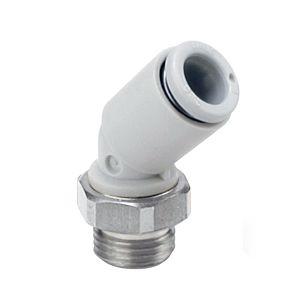 KQ2K, One-touch Fitting White Color - 45° Male Elbow