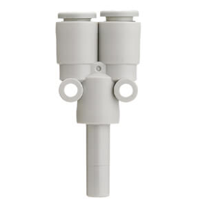 KQ2U*-99, Racordaje con conexión instantánea color blanco - Y tubo-tubo-macho