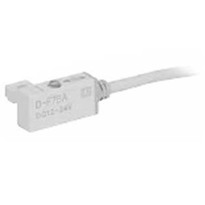 D-F7BA, Detector estado sólido resistente al agua con indicador de 2 colores, montaje sobre raíl, Salida directa a cable, En línea