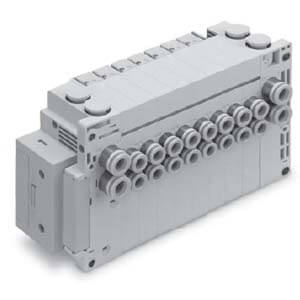 SS5Y5-11S6, 5000 Series Manifold for Series EX600 Integrated (I/O) Serial Transmission System (Fieldbus) (IP67), Bottom Ported
