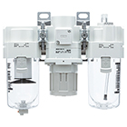 ACG20~40-B (FRL), Air Filter, Regulator w/Built-in Pressure Gauge, Lubricator