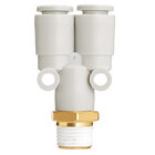 KQ2U, Racordaje con conexión instantánea color blanco - Y tubo-tubo macho