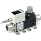 PF3W7-Z, Cyfrowy czujnik przepływu wody, lekki, 2-ekranowy 3-kolorowy wyświetlacz, IP65, 0,5-100 l/min